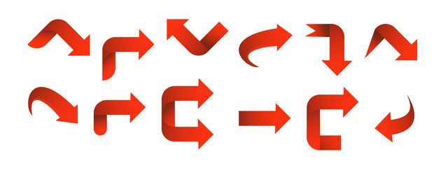 set red arrow 3d icons pointing up down left right vector image