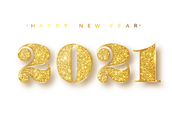 2021 happy new year gold numbers design vector