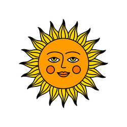 Cartoon color character sun icon vector