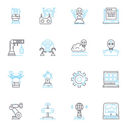 computer programming linear icons set code vector image