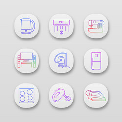 Household appliance app icons set vector