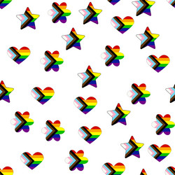 seamless pattern with new lgbt flag hearts text vector image