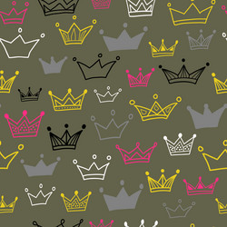 Doodle crowns pattern hand drawn luxury crown Vector Image