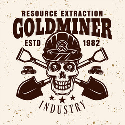 goldminer skull in helmet and shovels Vector Image
