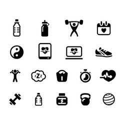 Health and fitness icons lifestyle symbols set vector