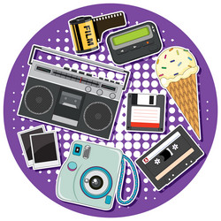 retro device objects set vector