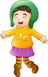 Cheerful Winter Girl Vector Image