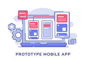 prototype mobile app wireframe setting on display vector image