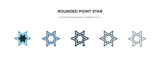 rounded point star icon in different style two vector