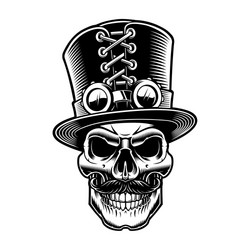 Steampunk Skull with Top Hat Vector Image