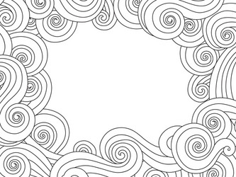 abstract hand drawn frame border with outline sea vector