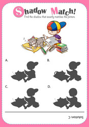 Game template with shadow matching boy and cat vector