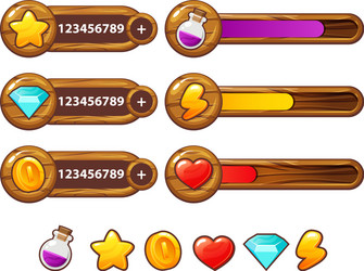 Wooden Game UI Elements - Progress Bar vector image