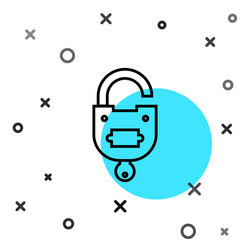 black line lock and key icon isolated on white vector image