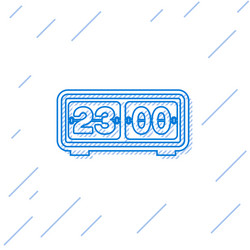 blue retro flip clock line icon isolated on white vector image
