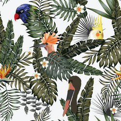 exotic bird in tropical jungle white background Vector Image