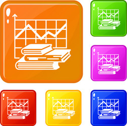 graph icons set color vector image