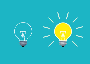 light bulb on and off mode in flat style vector