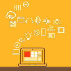 Modern computer media with different icons design vector