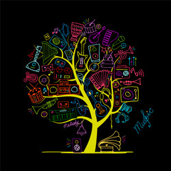music instruments tree sketch for your design vector image