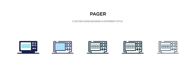 pager icon in different style two colored vector image