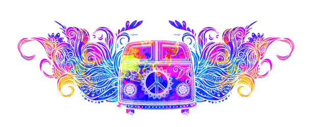 Retro Hippie Van vector image