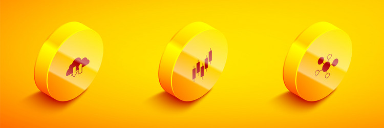 set isometric cloud download and upload browser vector image
