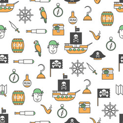 thin line art pirates seamless pattern vector