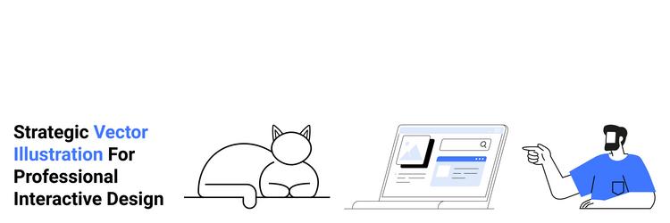 user interacting with digital screen cat lounging vector image