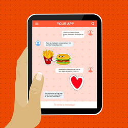 Chat mobile application with love stickers vector