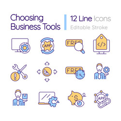 choosing business tools rgb color icons set vector