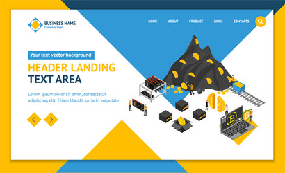 bitcoin mining concept landing web page template vector