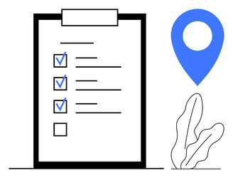 checklist with location pin and leaf elements vector image