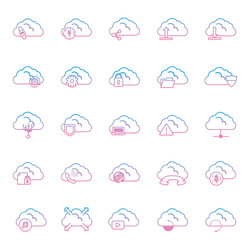 cloud computing gradient style icon set vector image