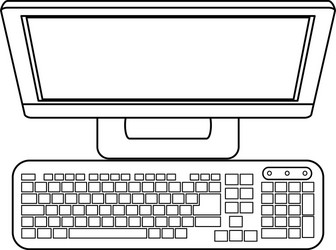 computer monitor keyboard with blank screen vector