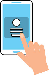 Hand touch mobile phone webpage login security vector