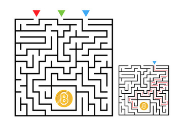 square maze labyrinth game with bitcoin vector image