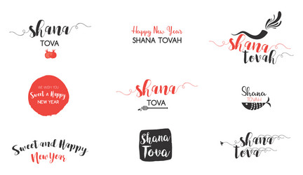 Rosh Hashanah Abstract Icon Set Vector Image