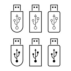 Set of usb icon technology connect device sign Vector Image