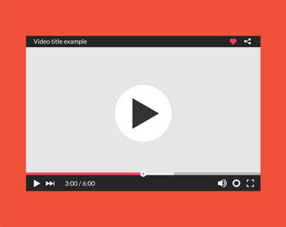 Video Player UI Mockup - Web Screen vector image