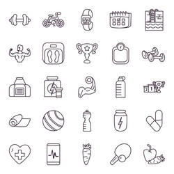 Healthy and sport line style icon set vector