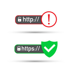 http and https protocols on shield white vector image