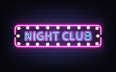 Night club neon retro signboard realistic vector