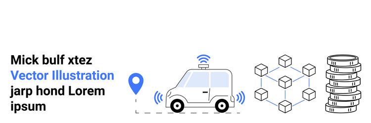 autonomous car location pin blockchain network vector image