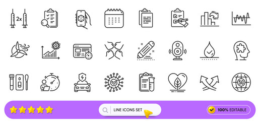 checklist decreasing graph and inspect line icons vector image