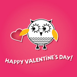 Cute Valentine Owl with Hearts Vector Image
