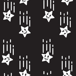 Seamless fun pattern falling stars on a black vector