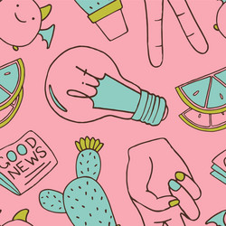 seamless pattern with patch doodles vector image