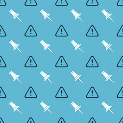 set exclamation mark in triangle and push pin vector image