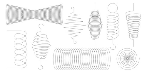 abstract line icons with spring spiral and coil vector image